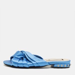 N&ordm;21 Blue Satin Knot Flat Slides Size 37